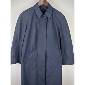 Vintage 70s London Fog Mariner Coat Mens Petite Medium Blue Rain Trench Jacket